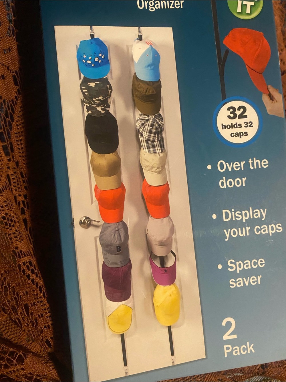 Cap Rack Organizer- 32 Hat Capacity! - Picture 3 of 6